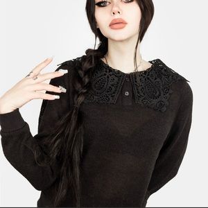 Disturbia Black Lace Collar Sweater UK Size 10